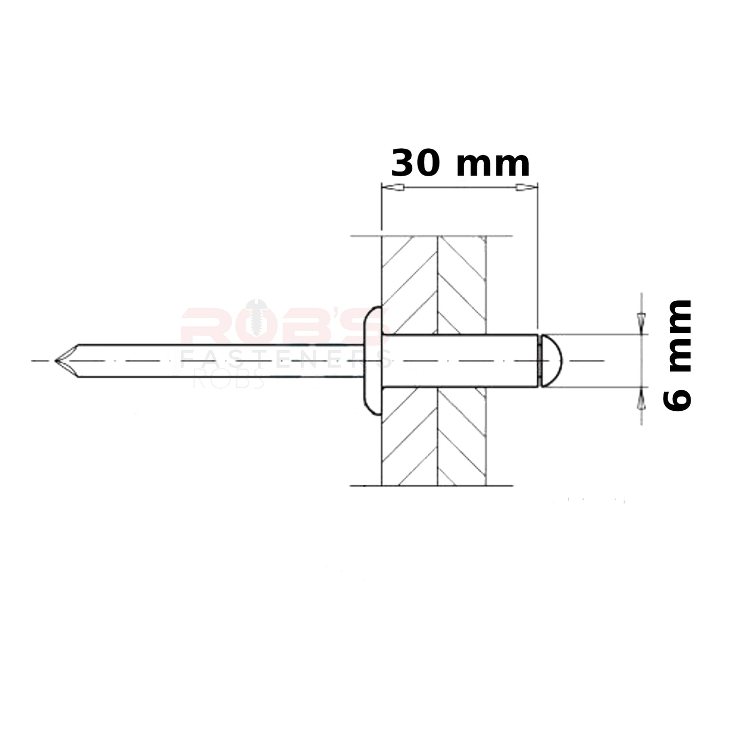 Pop Rivets 6mm Rivet Aluminium Head Steel Mandrel Dome Head Blind Standard