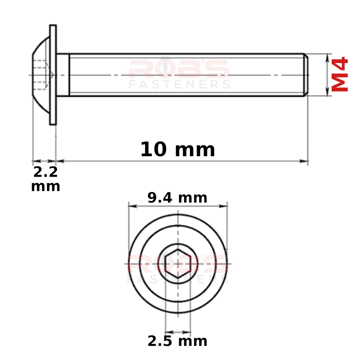 M4 MACHINE SCREWS FLANGED BUTTON SOCKET HEAD ZINC PLATED