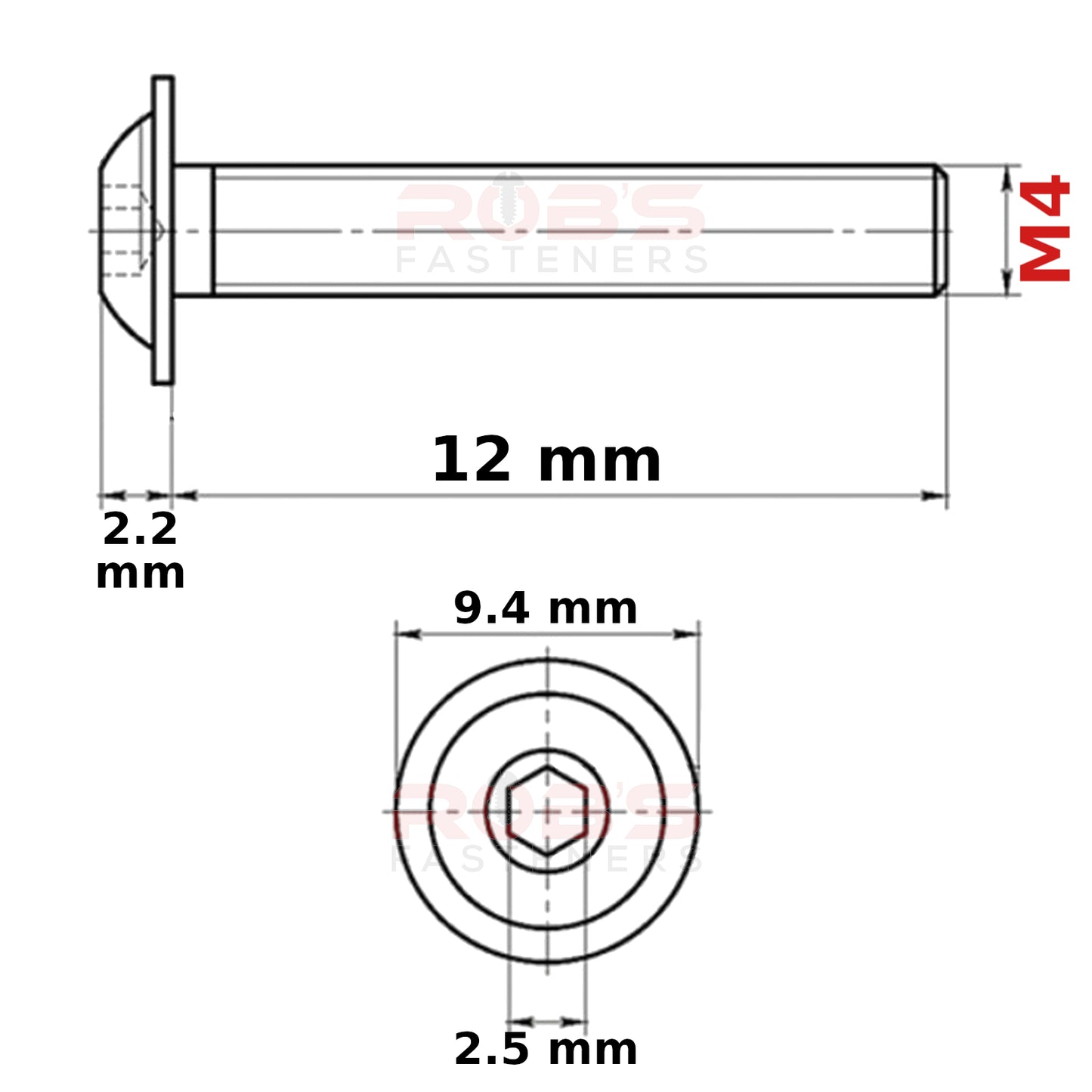 M4 MACHINE SCREWS FLANGED BUTTON SOCKET HEAD ZINC PLATED