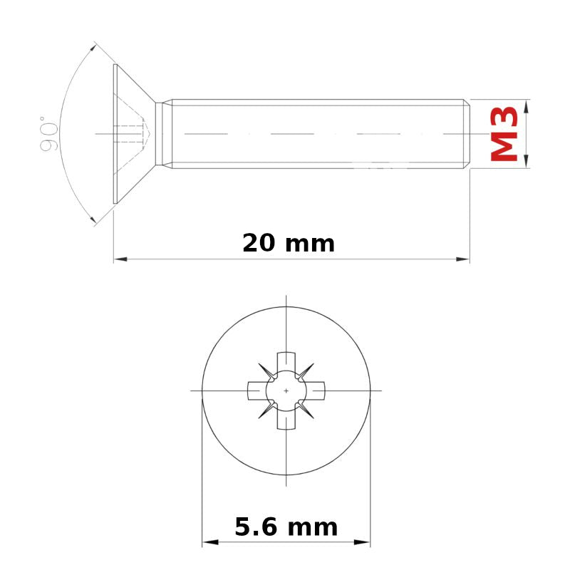 M3 (ø 3mm) MACHINE SCREWS COUNTERSUNK + NUTS & FREE WASHERS