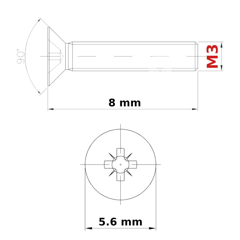 M3 (ø 3mm) MACHINE SCREWS COUNTERSUNK + NUTS & FREE WASHERS
