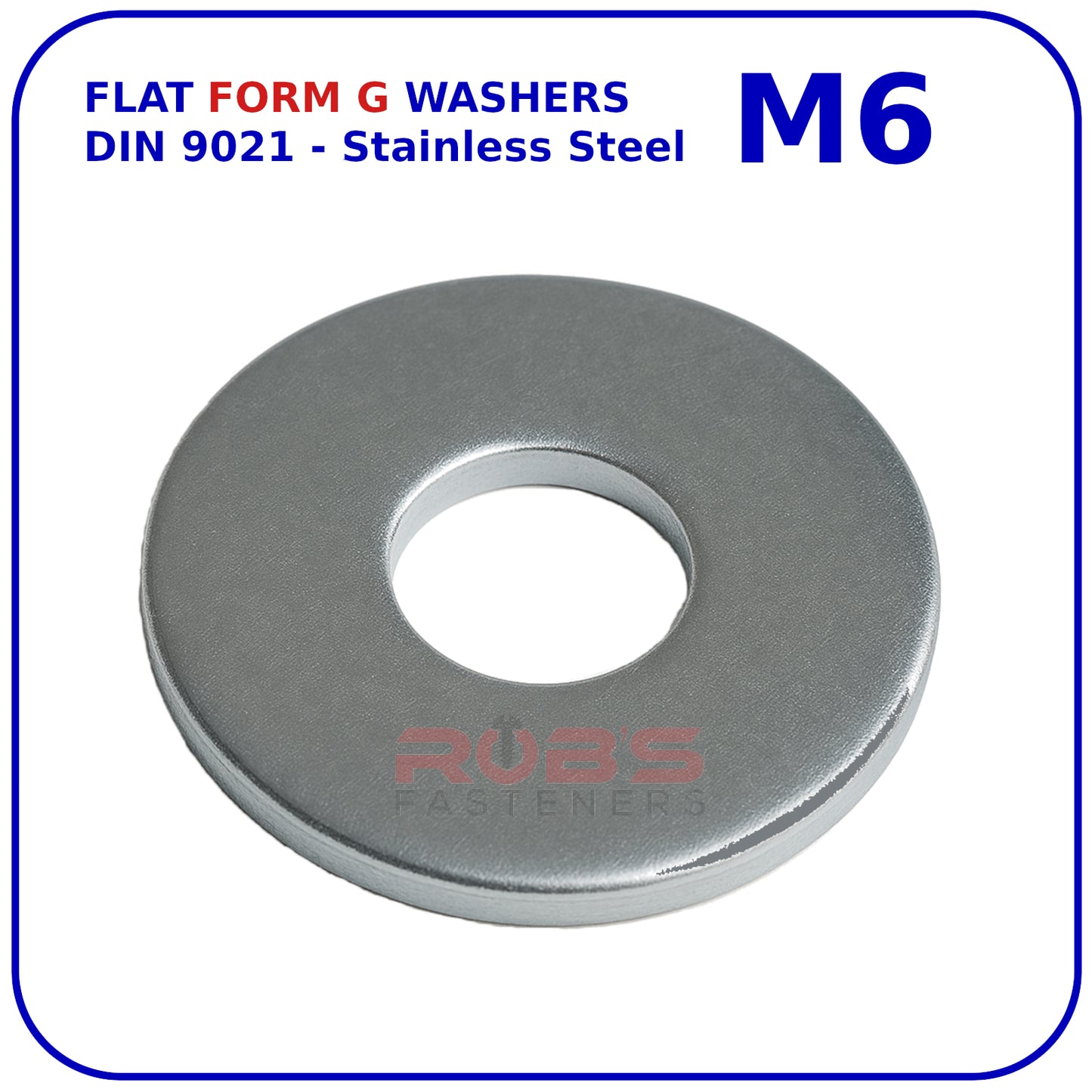 M6 FORM G WASHERS LARGE FLAT WIDE THICK DIN 9021 STAINLESS STEEL