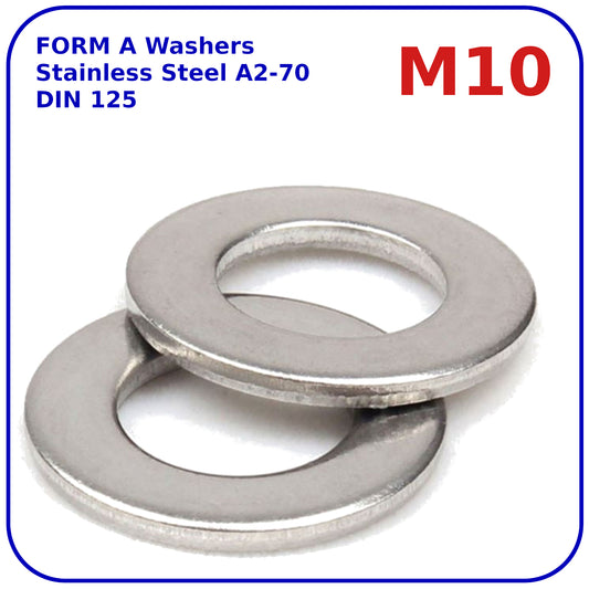 M10 Form A Washers Stainless Steel A2 DIN 125