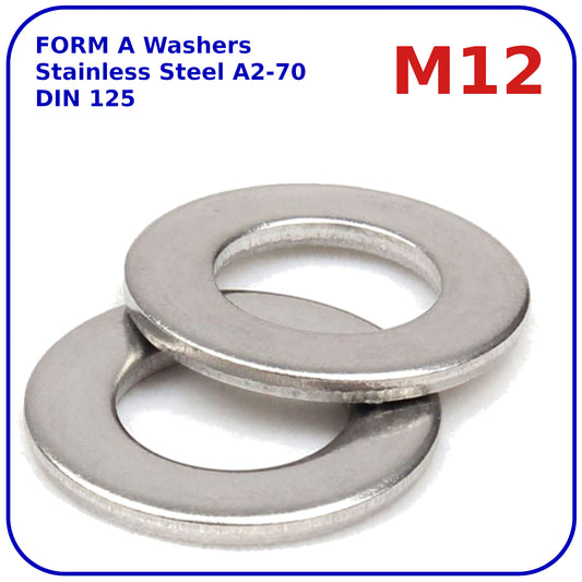 M12 Form A Washers Stainless Steel A2 DIN 125