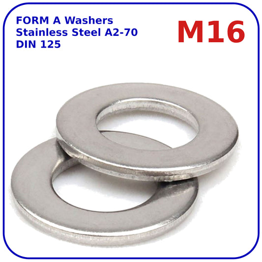 M16 Form A Washers Stainless Steel A2 DIN 125