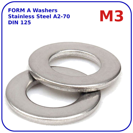 M3 Form A Washers Stainless Steel A2 DIN 125