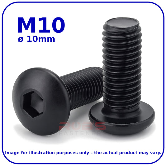Button Head Allen Bolts Black M10 Machine Screws High Tensile 10.9 ISO 7380-1