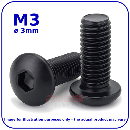 Button Head Allen Bolts Black M3 Machine Screws High Tensile 10.9 ISO 7380-1