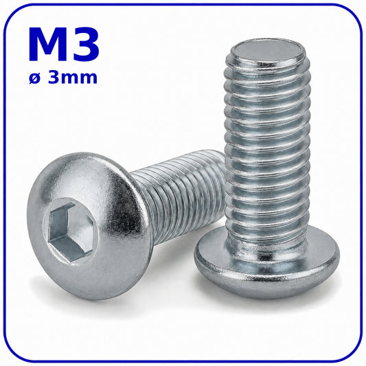 M3 Button Head Allen Bolts Machine Screw High Tensile 10.9 Zinc Plated Steel