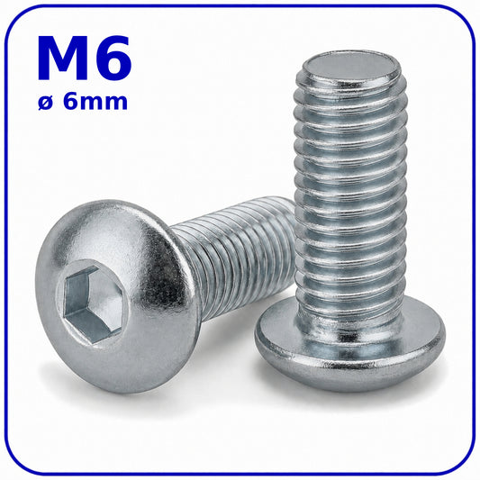 M6 Button Head Allen Bolts Machine Screw High Tensile 10.9 Zinc Plated Steel