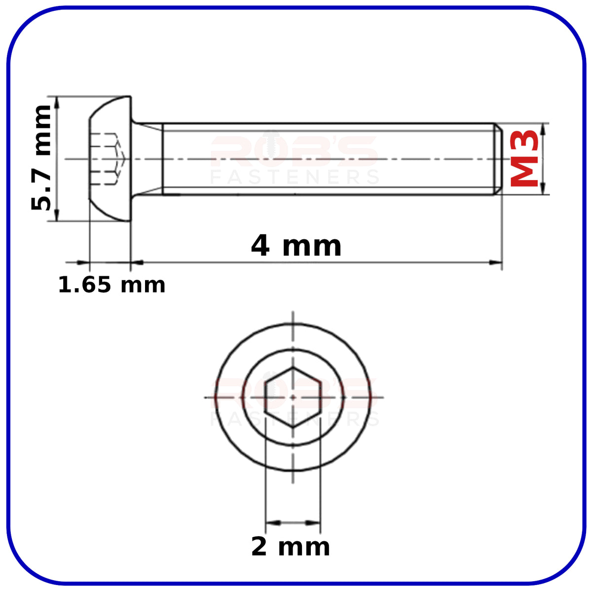 Button Head Allen Bolts Black M3 Machine Screws High Tensile 10.9 ISO 7380-1