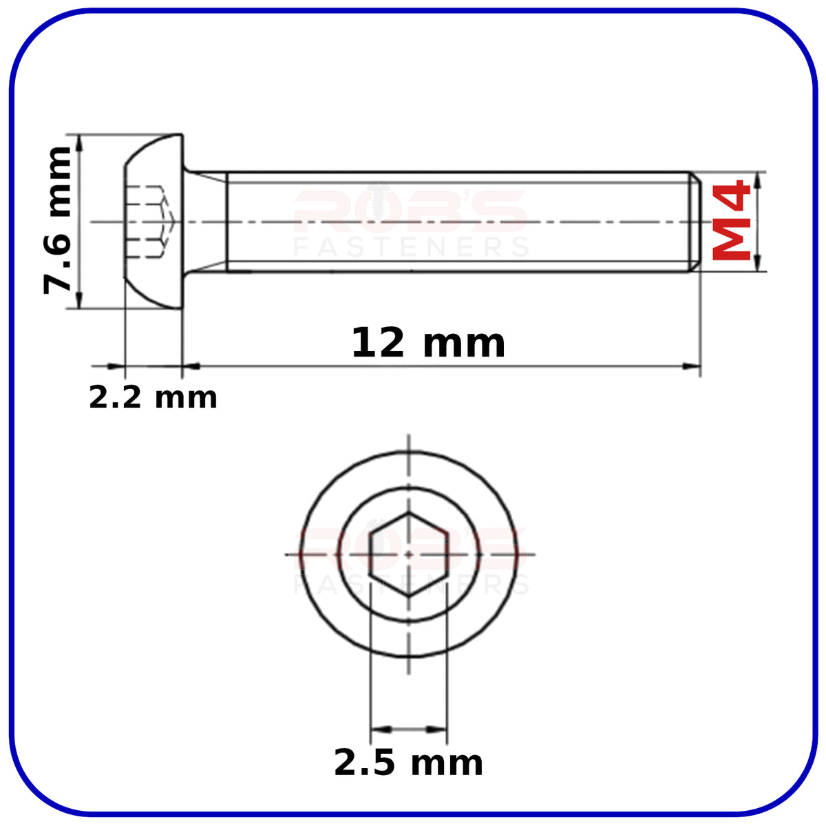 Button Head Allen Bolts Black M4 Machine Screws High Tensile 10.9 ISO 7380-1