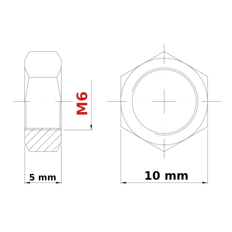 M6 (6mm) NUTS FULL DIN 934 GRADE 8