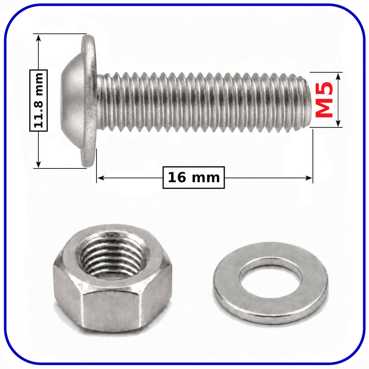 Flange Head Screws M5 Button Allen Socket Bolts and Nuts Washers Zinc ISO 7380-2