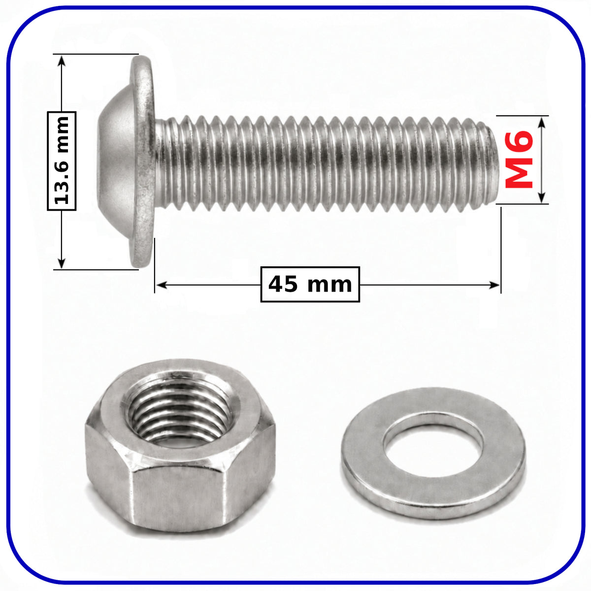 Flange Head Screws M6 Button Allen Socket Bolts and Nuts Washers Zinc ISO 7380-2