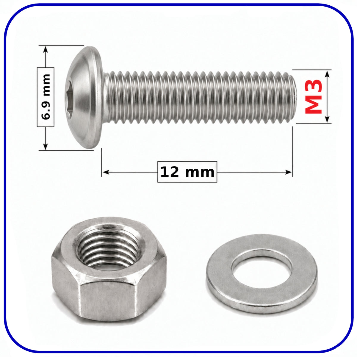 Flange Head Screws M3 Button Allen Socket Bolts and Nuts Washers Zinc ISO 7380-2