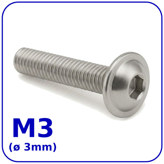 Flange Head Screws M3 Button Allen Socket Bolts Zinc Plated Steel ISO 7380-2