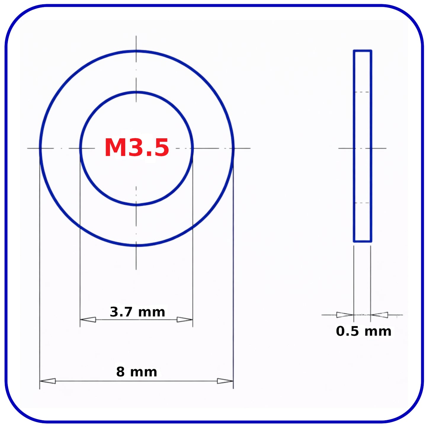M3.5 Flat Washers Stainless Steel Form A Anti-Corrosion A2 DIN 125