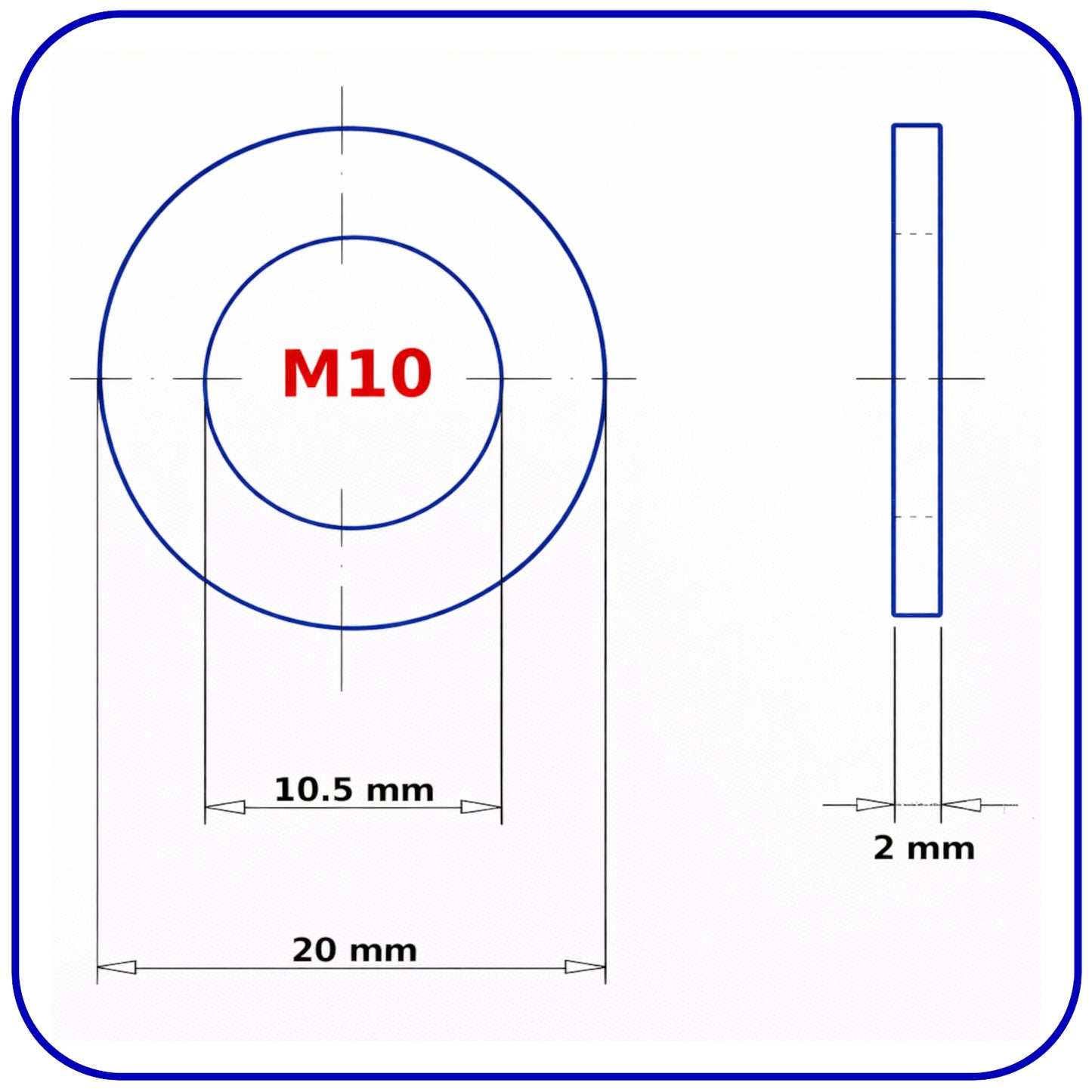 M10 Form A Washers Zinc Plated Steel DIN 125