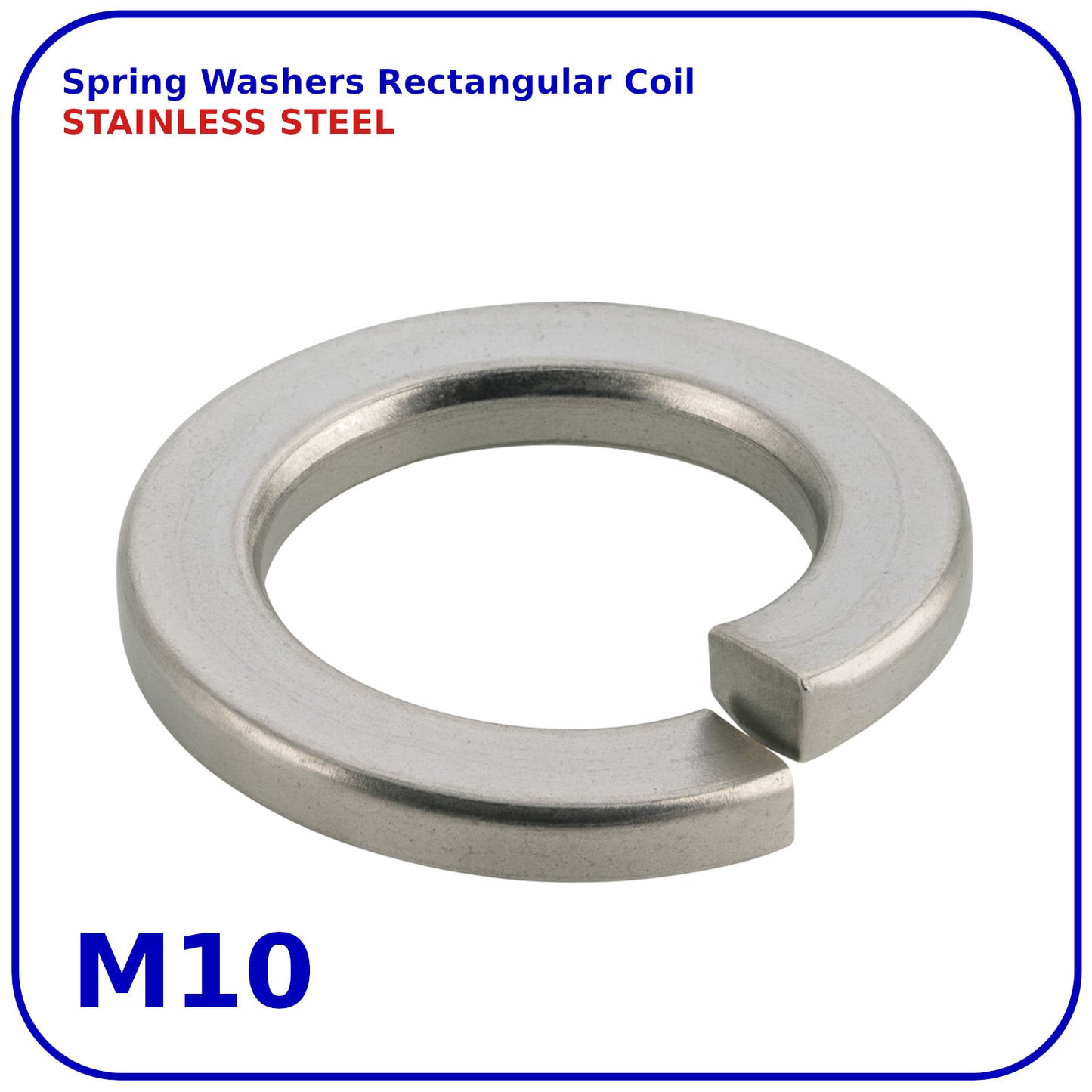 M10 Stainless Steel Spring Washers Rectangular Section Coil Lock Washer A2