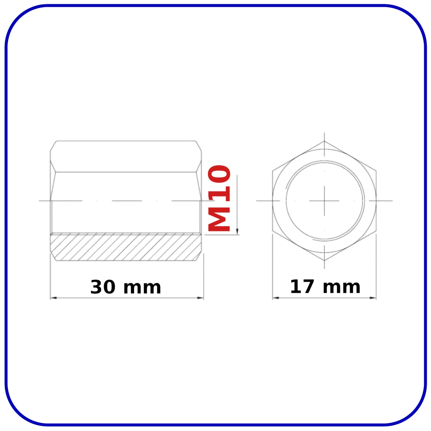 M10 LONG COUPLING NUTS DIN 6334