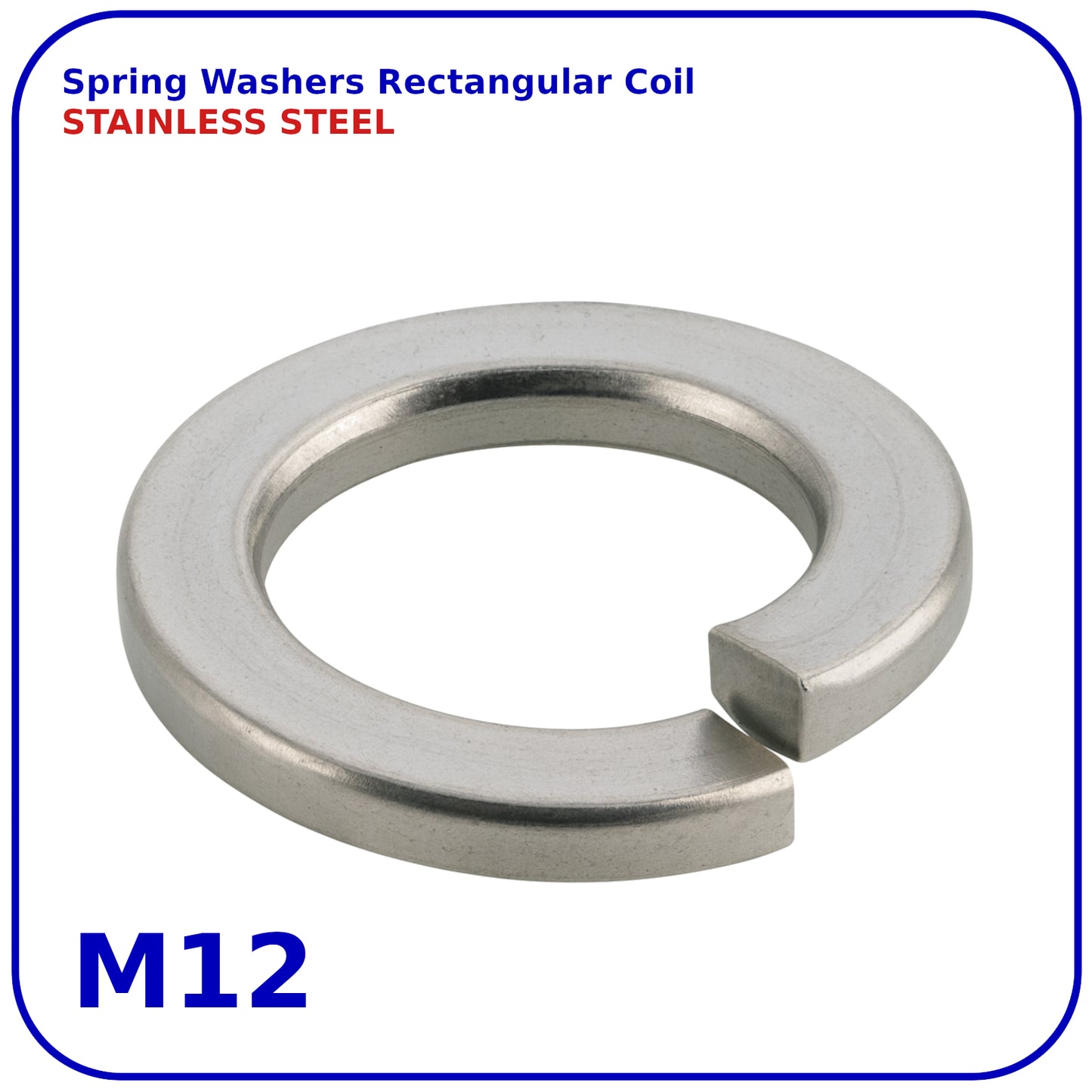 M12 Stainless Steel Spring Washers Rectangular Section Coil Lock Washer A2