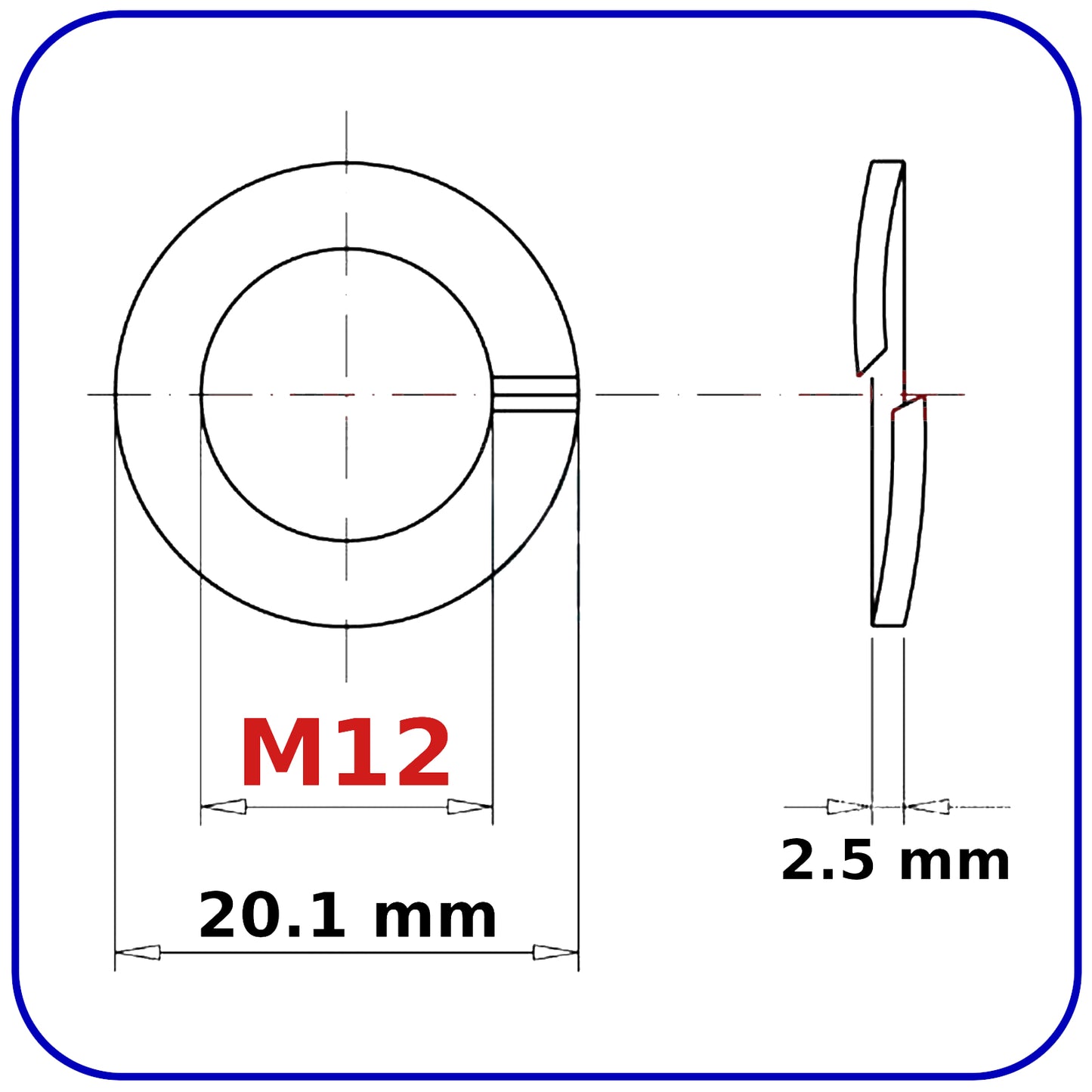M12 Stainless Steel Spring Washers Rectangular Section Coil Lock Washer A2