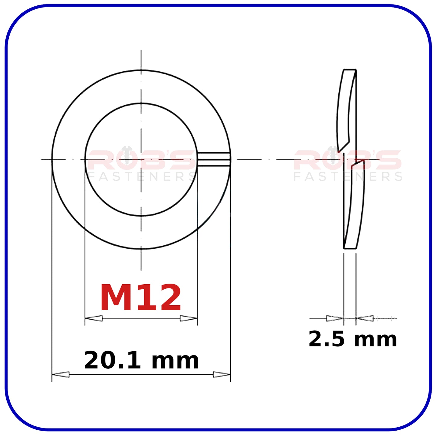 M12 Spring Washers Rectangular Lock Zinc Plated DIN 127
