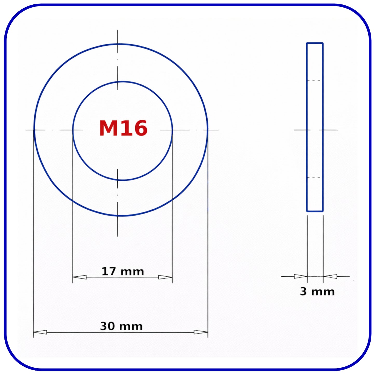 M16 Form A Washers Flat Zinc Plated Steel DIN 125