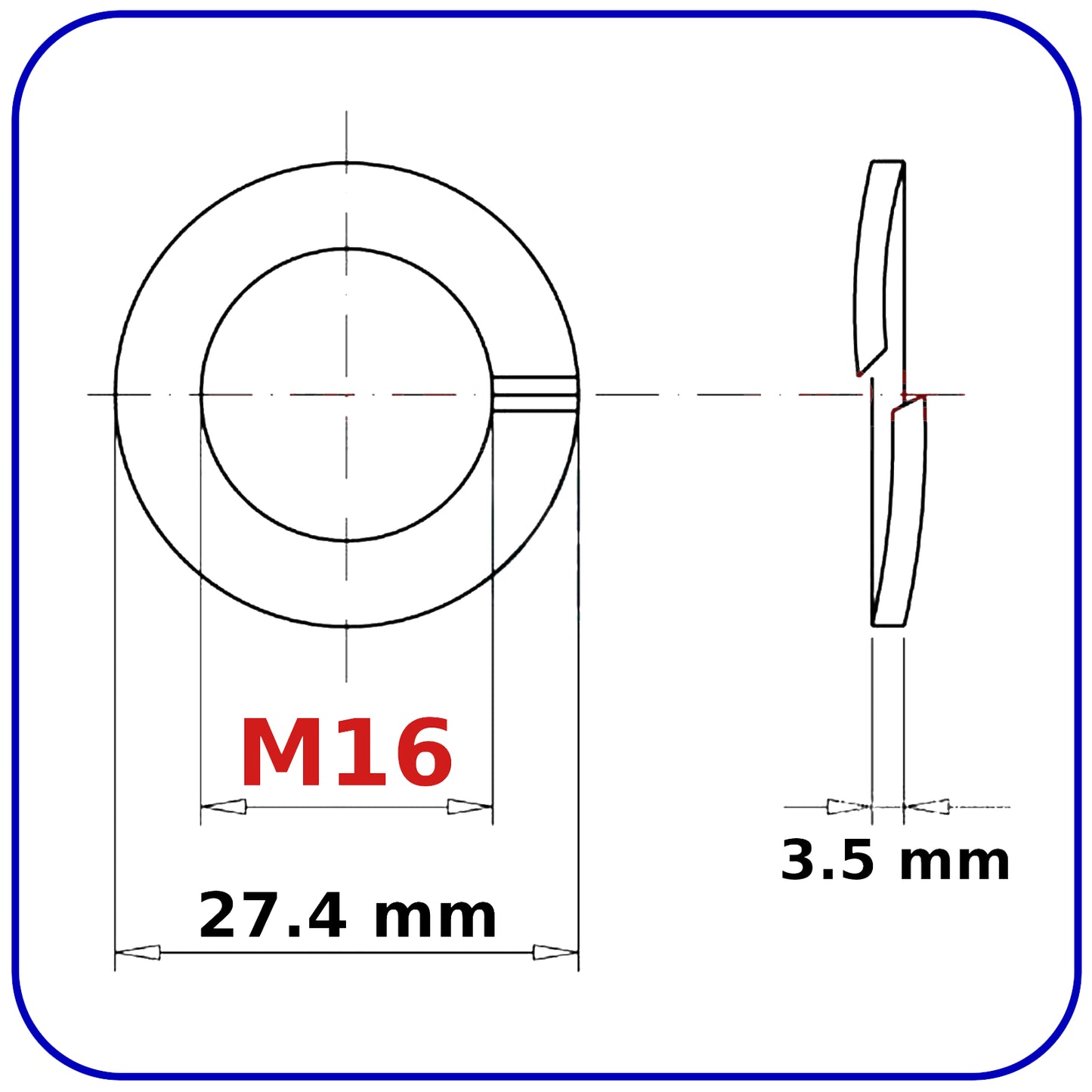 M16 Stainless Steel Spring Washers Rectangular Section Coil Lock Washer A2