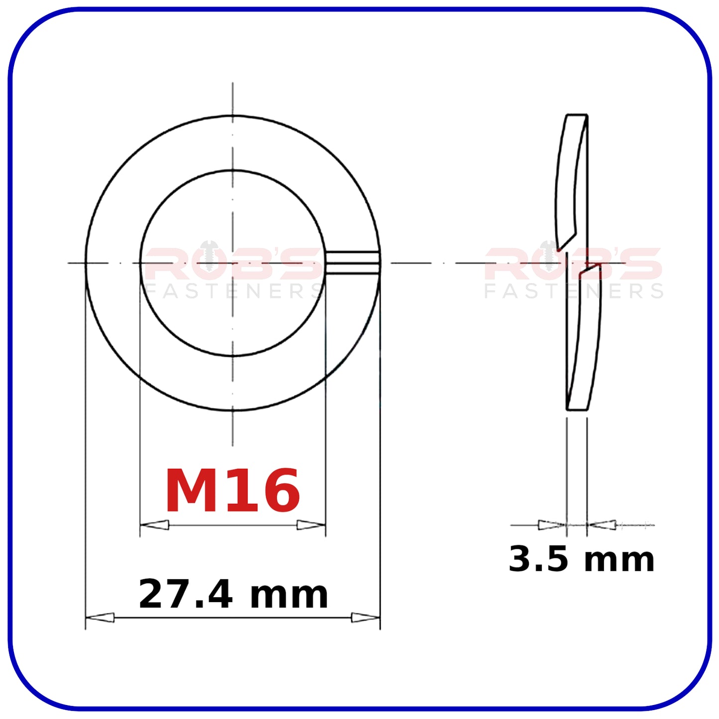 M16 Spring Washers Rectangular Lock Zinc Plated DIN 127