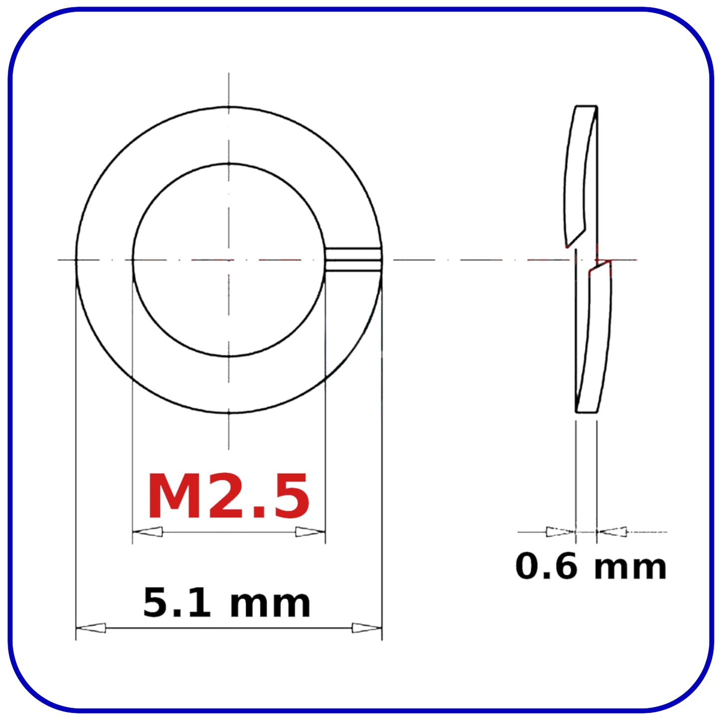 M2.5 Stainless Steel Spring Washers Rectangular Section Coil Lock Washer A2
