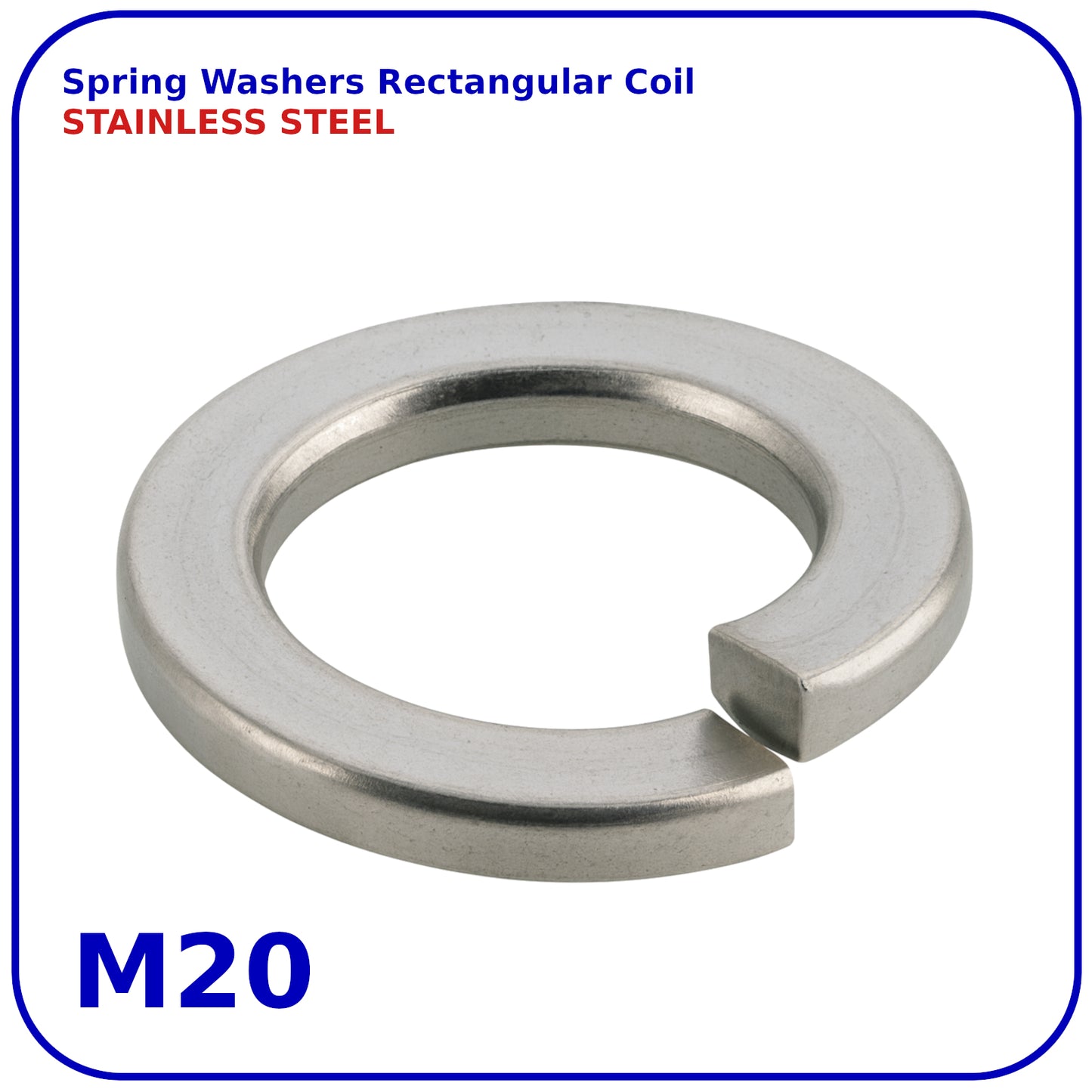 M20 Stainless Steel Spring Washers Rectangular Section Coil Lock Washer A2