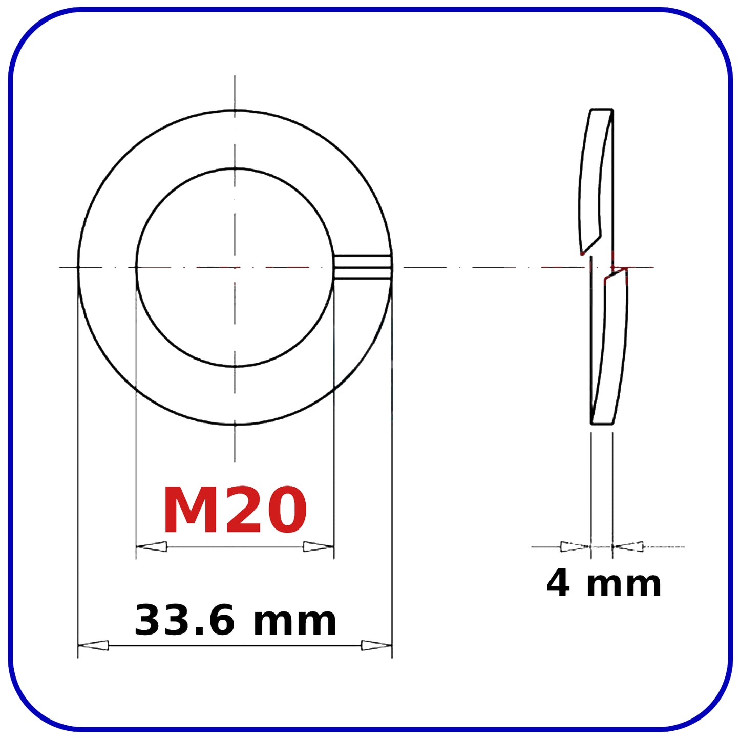 M20 Stainless Steel Spring Washers Rectangular Section Coil Lock Washer A2