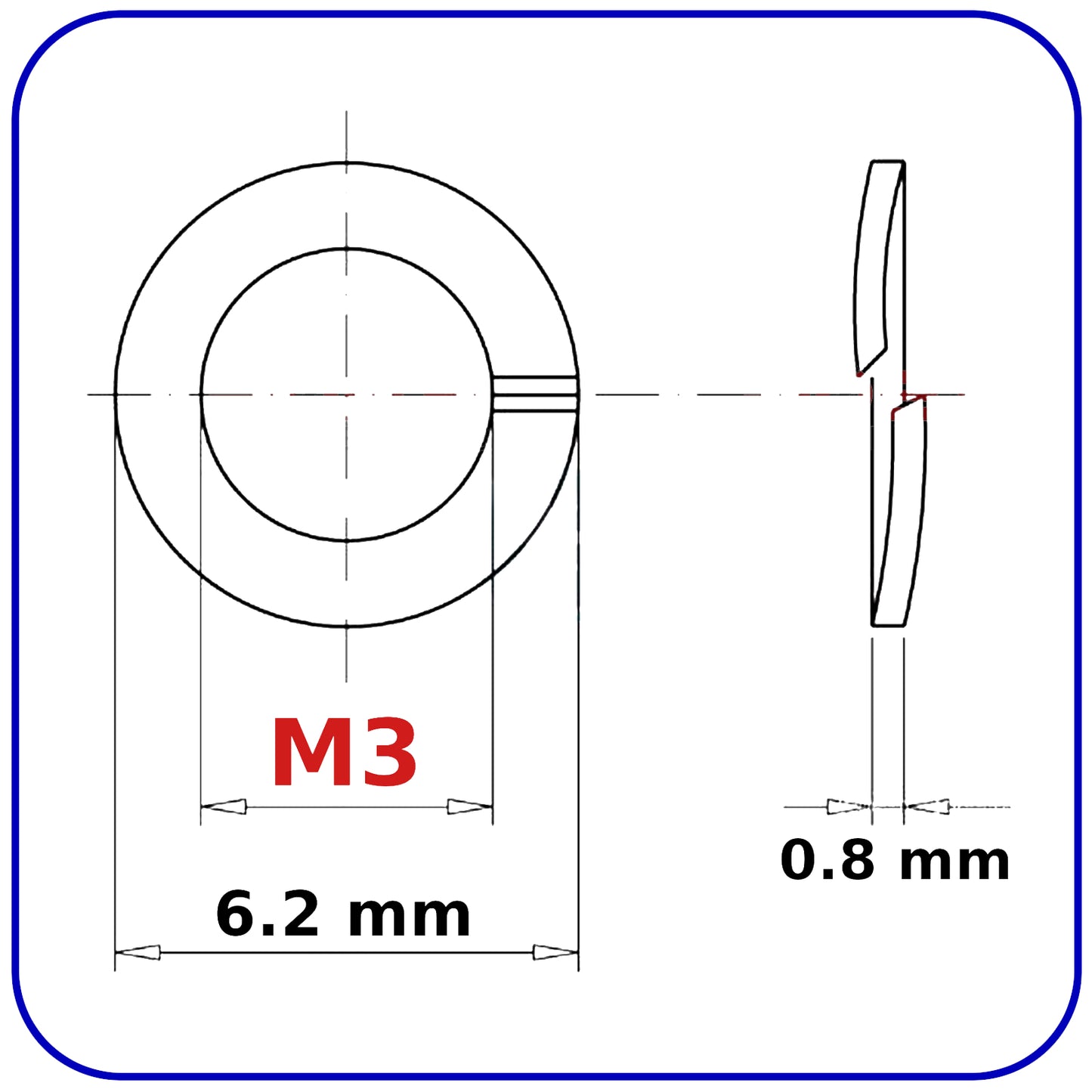 M3 Stainless Steel Spring Washers Rectangular Section Coil Lock Washer A2