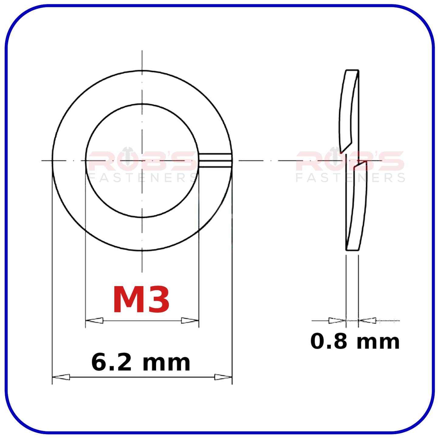 M3 Spring Washers Rectangular Lock Zinc Plated DIN 127
