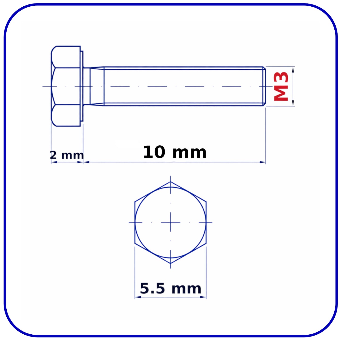 M3 HEX HEAD SETSCREWS FULLY THREADED DIN 933