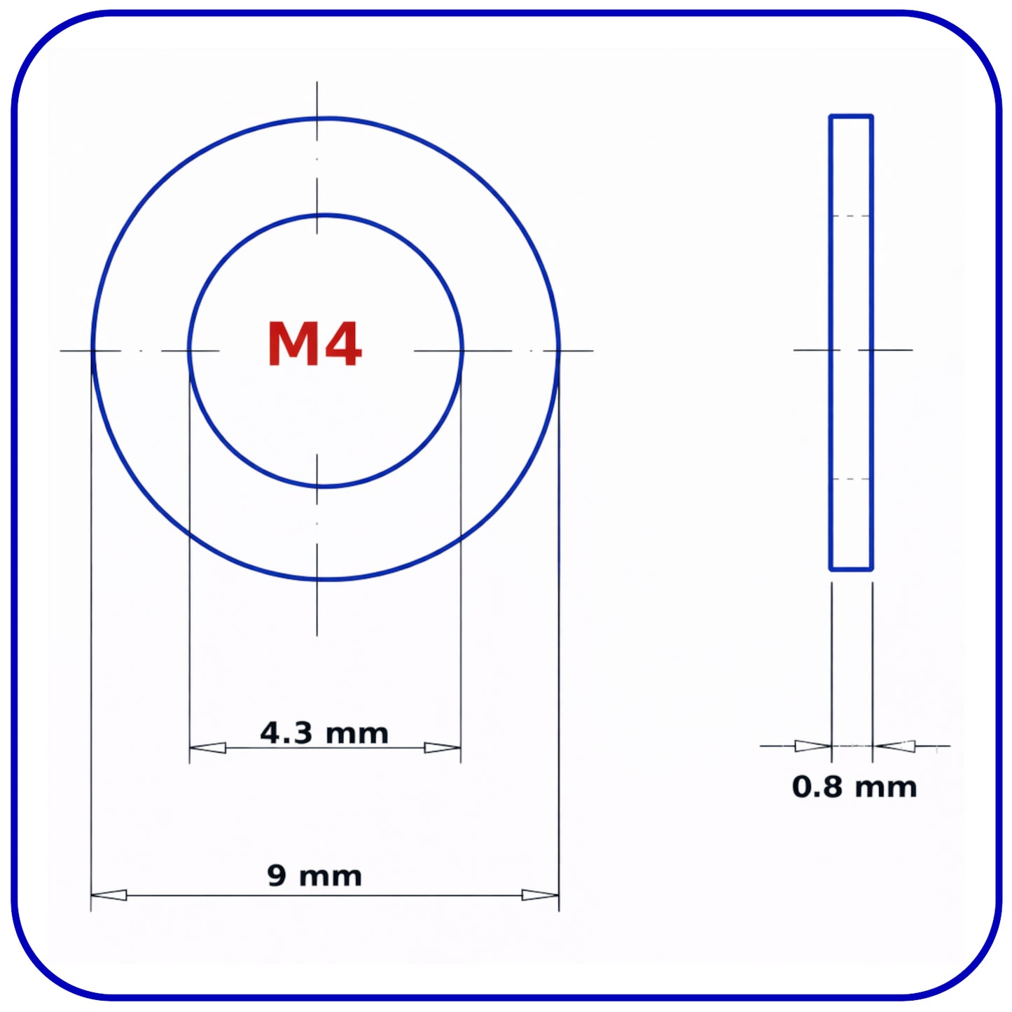 M4 Form A Washers Flat Zinc Plated Steel DIN 125