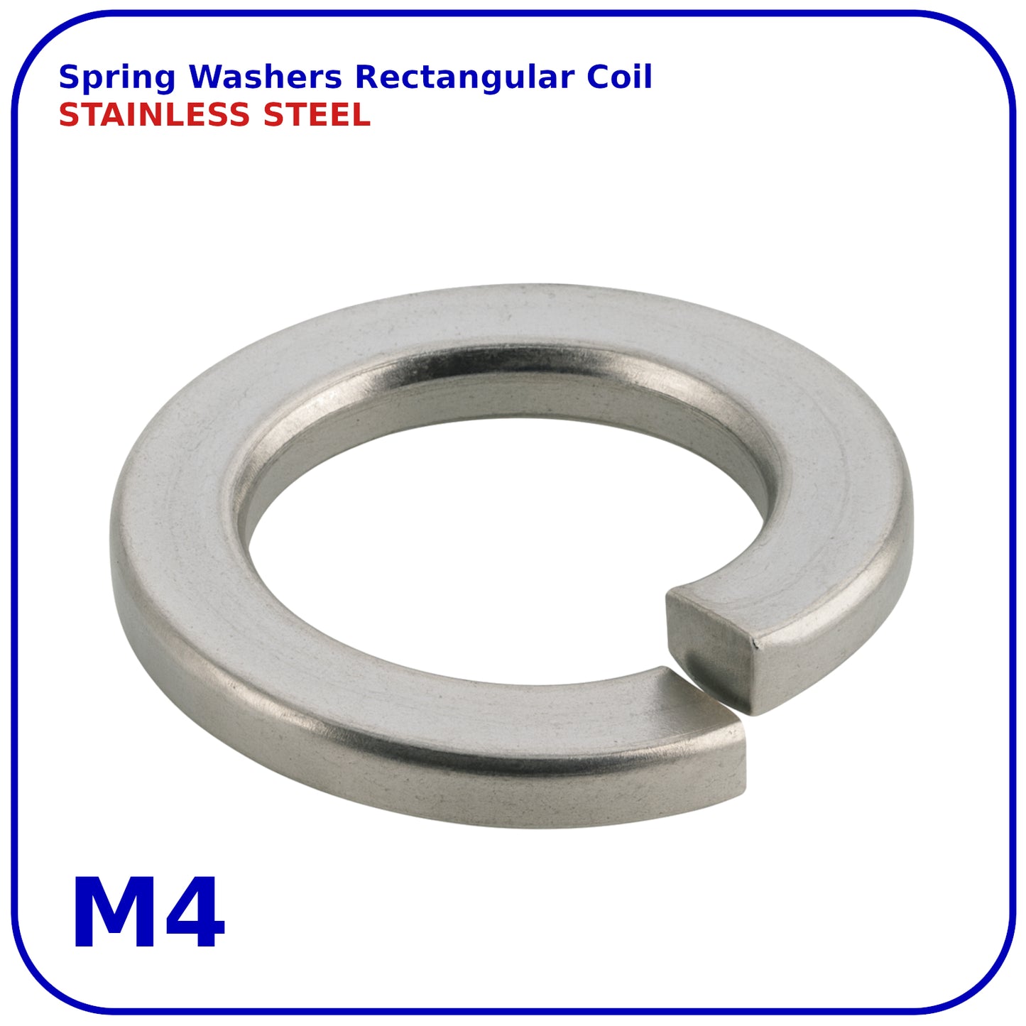 M4 Stainless Steel Spring Washers Rectangular Section Coil Lock Washer A2