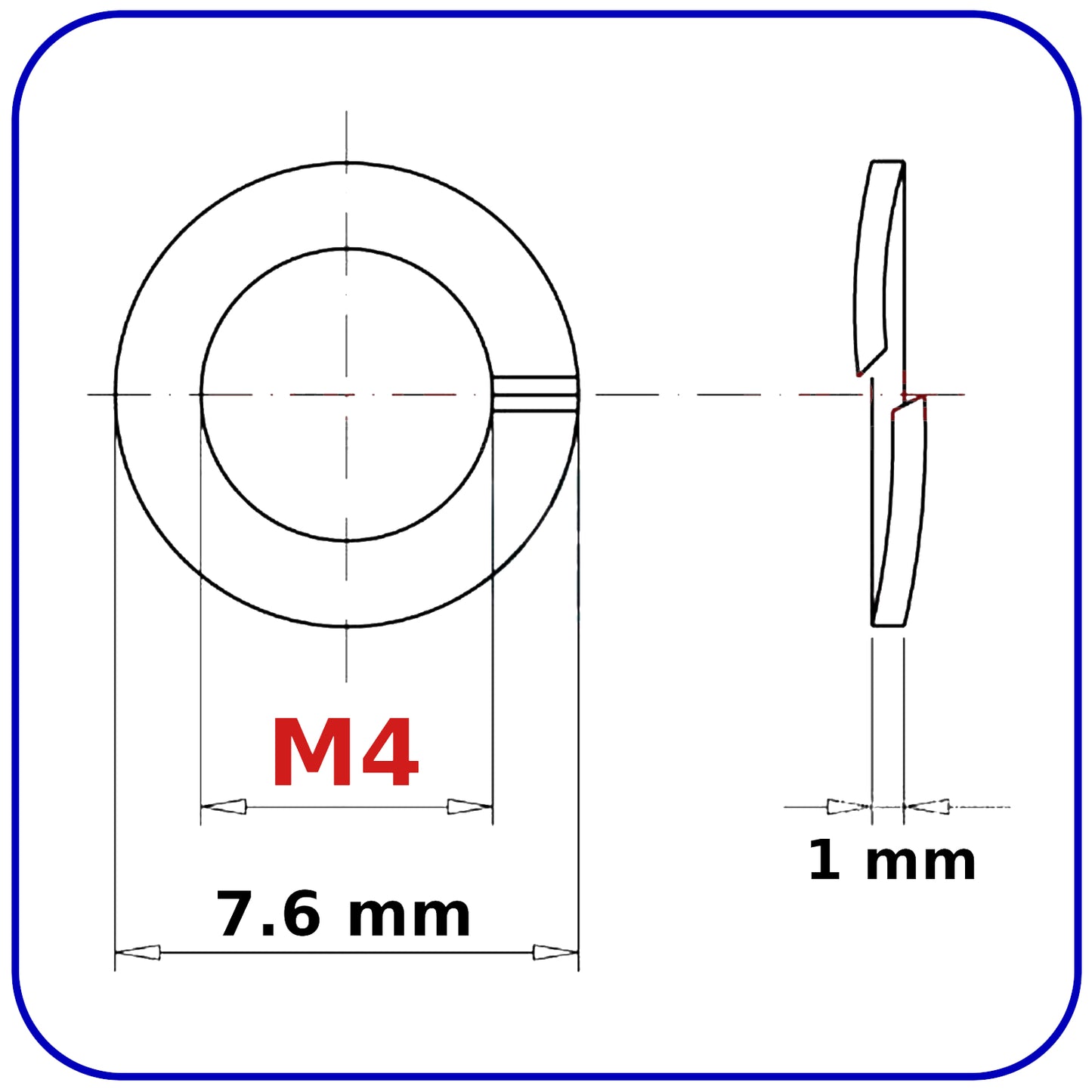 M4 Stainless Steel Spring Washers Rectangular Section Coil Lock Washer A2