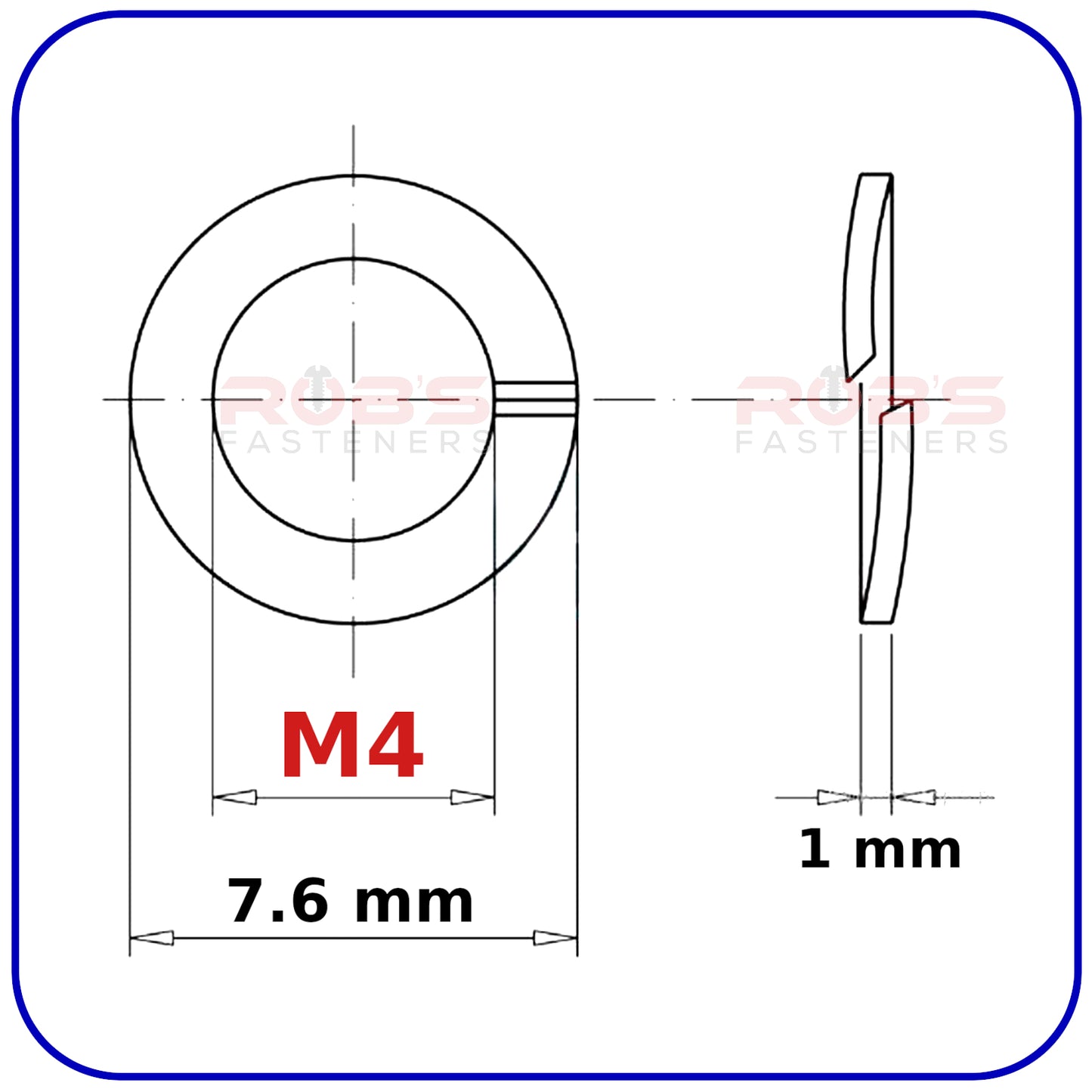 M4 Spring Washers Rectangular Lock Zinc Plated DIN 127
