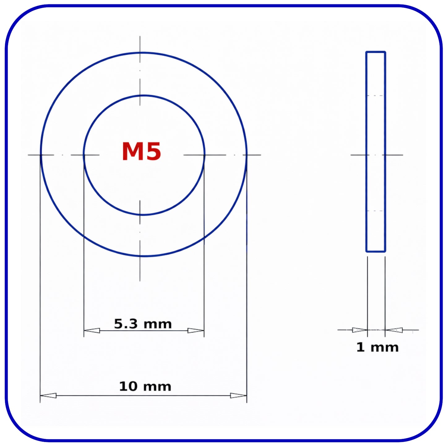 M5 Form A Washers Flat Zinc Plated Steel DIN 125