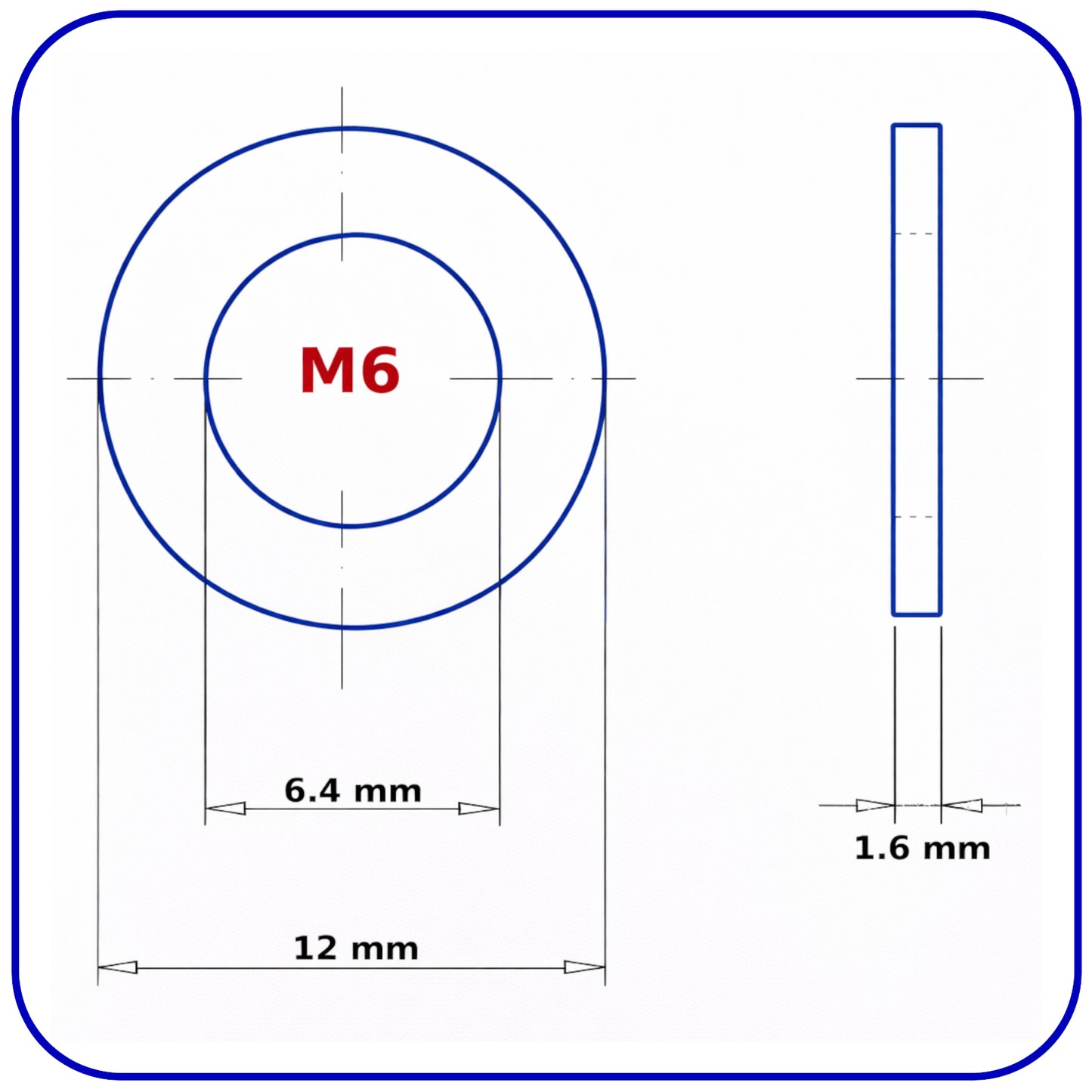 M6 Form A Washers Flat Zinc Plated Steel DIN 125