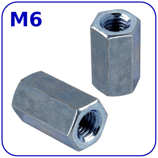 M6 LONG COUPLING NUTS DIN 6334