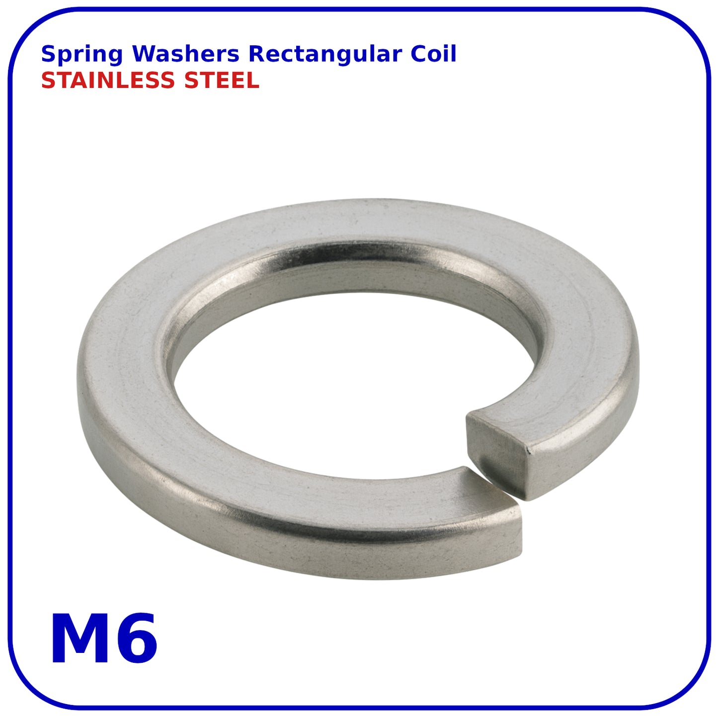 M6 Stainless Steel Spring Washers Rectangular Section Coil Lock Washer A2