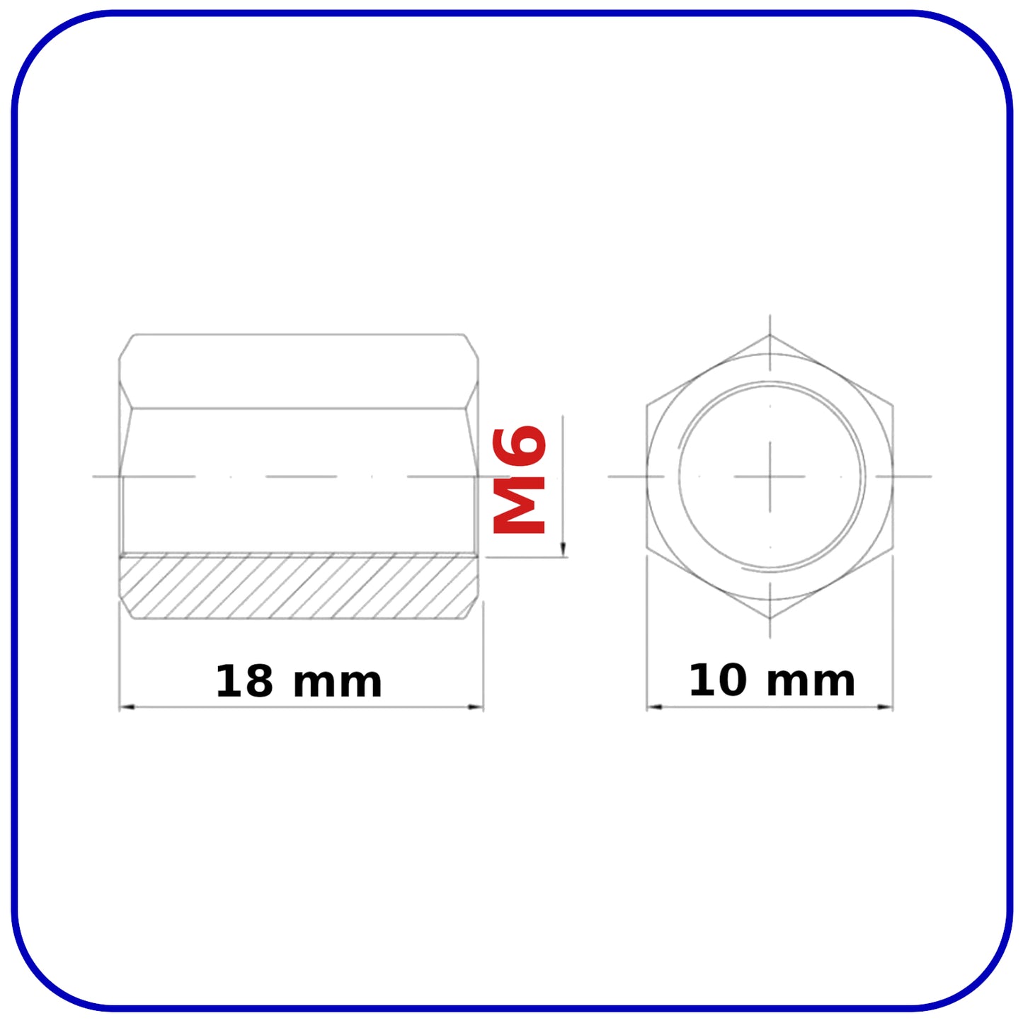 M6 LONG COUPLING NUTS DIN 6334
