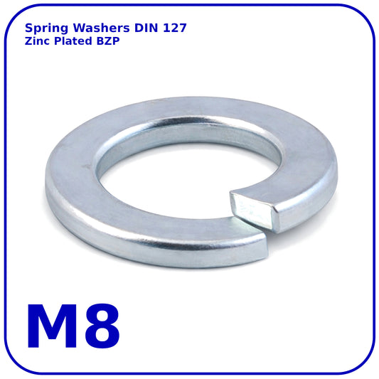 M8 Spring Washers Rectangular Lock Zinc Plated DIN 127
