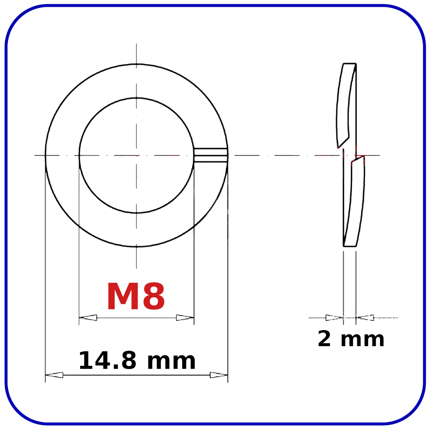 M8 Stainless Steel Spring Washers Rectangular Section Coil Lock Washer A2