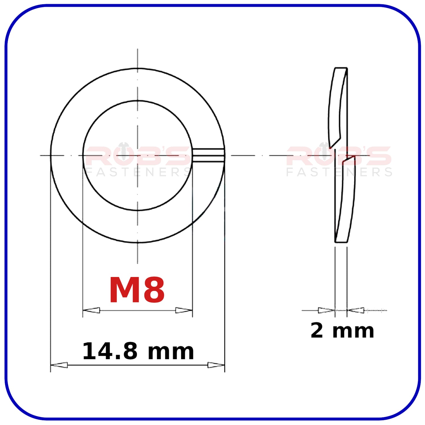 M8 Spring Washers Rectangular Lock Zinc Plated DIN 127