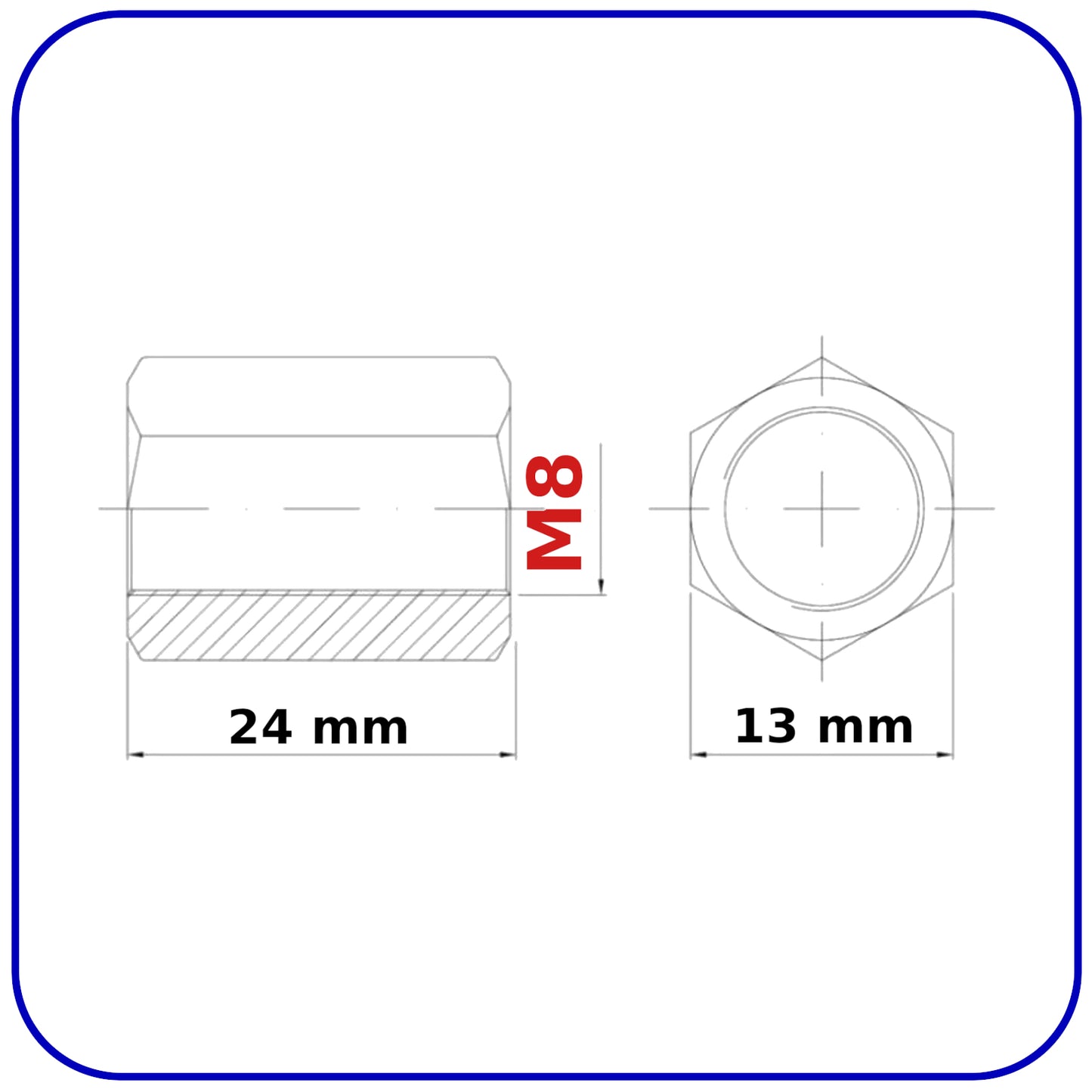 M8 LONG COUPLING NUTS DIN 6334